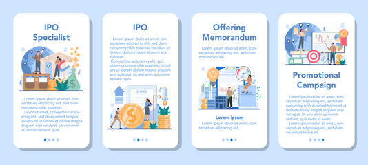 Obraz premium Initial Public Offerings specialist mobile application banner set