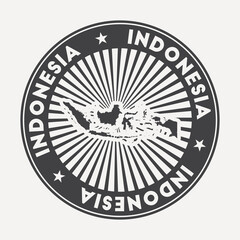 Indonesia round logo. Vintage travel badge with the circular name and map of country, vector illustration. Can be used as insignia, logotype, label, sticker or badge of the Indonesia.