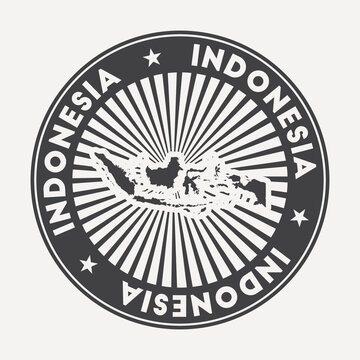 Indonesia round logo. Vintage travel badge with the circular name and map of country, vector illustration. Can be used as insignia, logotype, label, sticker or badge of Indonesia.