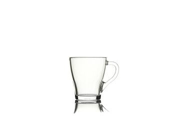 Empty glass cup isolated on white background