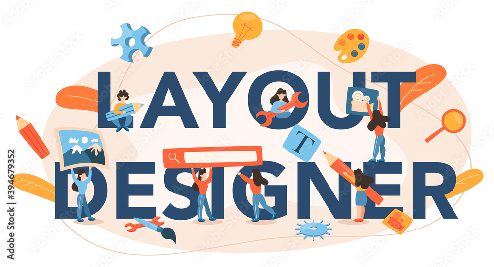 Poster layout designer typographic header. web development, mobile app