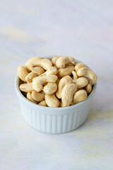 cashew on wooden background - kaju