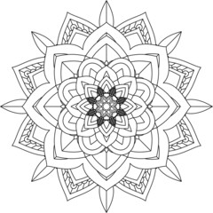 Easy Mandala coloring book simple and basic for beginners, seniors and children. Set of Mehndi flower pattern for Henna drawing and tattoo. Decoration in ethnic oriental, Indian style.