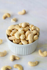 cashew on wooden background - kaju