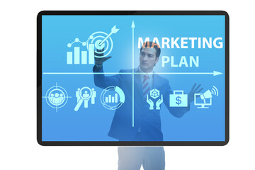 Marketing plan concept illustration with businessman
