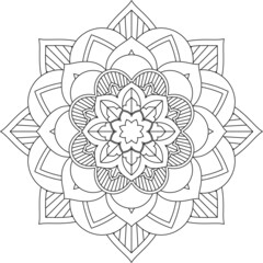Easy Mandala coloring book simple and basic for beginners, seniors and children. Set of Mehndi flower pattern for Henna drawing and tattoo. Decoration in ethnic oriental, Indian style.