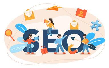 SEO typographic header. Idea of search engine optimization for website