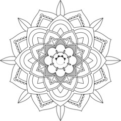 Easy Mandala coloring book simple and basic for beginners, seniors and children. Set of Mehndi flower pattern for Henna drawing and tattoo. Decoration in ethnic oriental, Indian style.