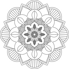 Easy Mandala coloring book simple and basic for beginners, seniors and children. Set of Mehndi flower pattern for Henna drawing and tattoo. Decoration in ethnic oriental, Indian style.