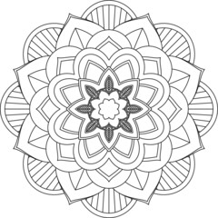 Easy Mandala coloring book simple and basic for beginners, seniors and children. Set of Mehndi flower pattern for Henna drawing and tattoo. Decoration in ethnic oriental, Indian style.