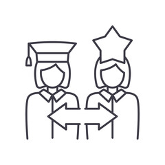 Experts study icon, linear isolated illustration, thin line vector, web design sign, outline concept symbol with editable stroke on white background.