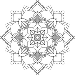 Easy Mandala coloring book simple and basic for beginners, seniors and children. Set of Mehndi flower pattern for Henna drawing and tattoo. Decoration in ethnic oriental, Indian style.