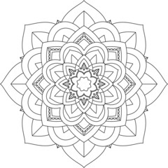 Easy Mandala coloring book simple and basic for beginners, seniors and children. Set of Mehndi flower pattern for Henna drawing and tattoo. Decoration in ethnic oriental, Indian style.