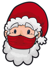 Santa with Half Mask, Promoting its Use during Christmas Season, Vector Illustration