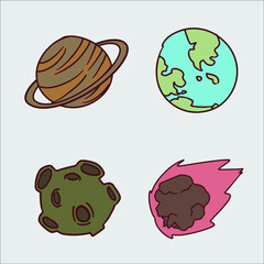 Set of sky objects hand drawing vector illustration