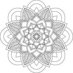 Easy Mandala coloring book simple and basic for beginners, seniors and children. Set of Mehndi flower pattern for Henna drawing and tattoo. Decoration in ethnic oriental, Indian style.