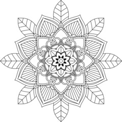 Easy Mandala coloring book simple and basic for beginners, seniors and children. Set of Mehndi flower pattern for Henna drawing and tattoo. Decoration in ethnic oriental, Indian style.