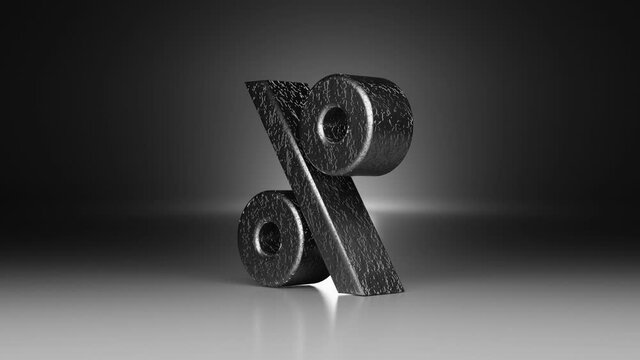 3d Animation of a golden percentage symbol for discounts and price reductions.