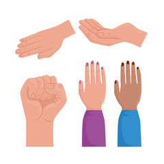 international human rights poster with interracial hands differents positions vector illustration design