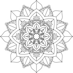Easy Mandala coloring book simple and basic for beginners, seniors and children. Set of Mehndi flower pattern for Henna drawing and tattoo. Decoration in ethnic oriental, Indian style.