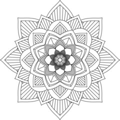 Easy Mandala coloring book simple and basic for beginners, seniors and children. Set of Mehndi flower pattern for Henna drawing and tattoo. Decoration in ethnic oriental, Indian style.