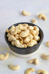 cashew on wooden background - kaju