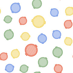 Color Barbecue grill icon isolated seamless pattern on white background. Top view of BBQ grill. Vector.