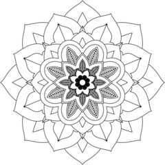 Easy Mandala coloring book simple and basic for beginners, seniors and children. Set of Mehndi flower pattern for Henna drawing and tattoo. Decoration in ethnic oriental, Indian style.