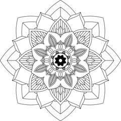 Easy Mandala coloring book simple and basic for beginners, seniors and children. Set of Mehndi flower pattern for Henna drawing and tattoo. Decoration in ethnic oriental, Indian style.
