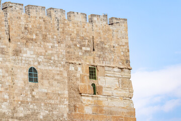 Outside  corner of the Temple Mount wall near the Dung Gate in the old city of Jerusalem in Israel