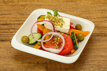 Traditional Greek salad with feta cheese