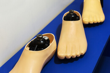 Prosthetic foot. Finished products for amputated limbs. Technical laboratory of the prosthetist....