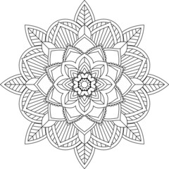 Easy Mandala coloring book simple and basic for beginners, seniors and children. Set of Mehndi flower pattern for Henna drawing and tattoo. Decoration in ethnic oriental, Indian style.