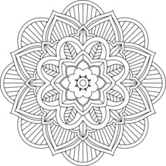 Easy Mandala coloring book simple and basic for beginners, seniors and children. Set of Mehndi flower pattern for Henna drawing and tattoo. Decoration in ethnic oriental, Indian style.