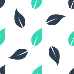 Fototapeta na wymiar Green Leaf icon isolated seamless pattern on white background. Vector.