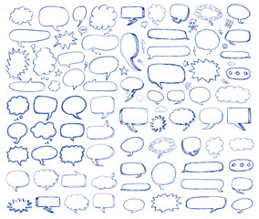 Hand drawn speech bubbles comic cartoon doodles