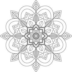 Easy Mandala coloring book simple and basic for beginners, seniors and children. Set of Mehndi flower pattern for Henna drawing and tattoo. Decoration in ethnic oriental, Indian style.