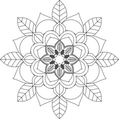 Easy Mandala coloring book simple and basic for beginners, seniors and children. Set of Mehndi flower pattern for Henna drawing and tattoo. Decoration in ethnic oriental, Indian style.