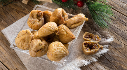 sweet white dried figs, typical neapolitan food in Christmas time