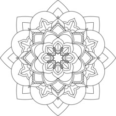 Easy Mandala coloring book simple and basic for beginners, seniors and children. Set of Mehndi flower pattern for Henna drawing and tattoo. Decoration in ethnic oriental, Indian style.