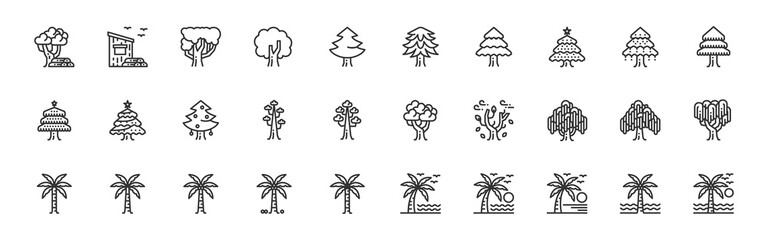 Tree Line Icons Vector Illustration , ecology, nature, wood