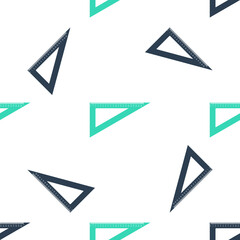 Green Triangular ruler icon isolated seamless pattern on white background. Straightedge symbol. Geometric symbol. Vector.