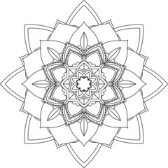 Easy Mandala coloring book simple and basic for beginners, seniors and children. Set of Mehndi flower pattern for Henna drawing and tattoo. Decoration in ethnic oriental, Indian style.