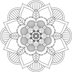 Easy Mandala coloring book simple and basic for beginners, seniors and children. Set of Mehndi flower pattern for Henna drawing and tattoo. Decoration in ethnic oriental, Indian style.