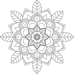 Easy Mandala coloring book simple and basic for beginners, seniors and children. Set of Mehndi flower pattern for Henna drawing and tattoo. Decoration in ethnic oriental, Indian style.