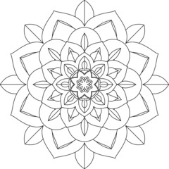 Easy Mandala coloring book simple and basic for beginners, seniors and children. Set of Mehndi flower pattern for Henna drawing and tattoo. Decoration in ethnic oriental, Indian style.