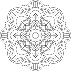 Easy Mandala coloring book simple and basic for beginners, seniors and children. Set of Mehndi flower pattern for Henna drawing and tattoo. Decoration in ethnic oriental, Indian style.