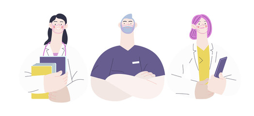 Medical insurance -best doctors -modern flat vector concept digital illustration - medical specialists - doctors and nurses portraits, team of doctors concept, medical office or laboratory
