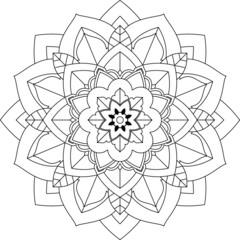 Easy Mandala coloring book simple and basic for beginners, seniors and children. Set of Mehndi flower pattern for Henna drawing and tattoo. Decoration in ethnic oriental, Indian style.