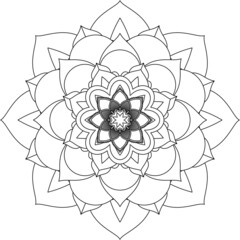 Easy Mandala coloring book simple and basic for beginners, seniors and children. Set of Mehndi flower pattern for Henna drawing and tattoo. Decoration in ethnic oriental, Indian style.